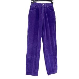 Vintage‎ Lee Corduroy Pants High Waist Purple Jeans Straight Leg Size 24x28.5